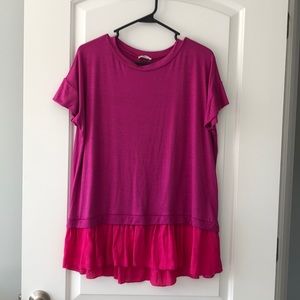 Pink ruffle hem top